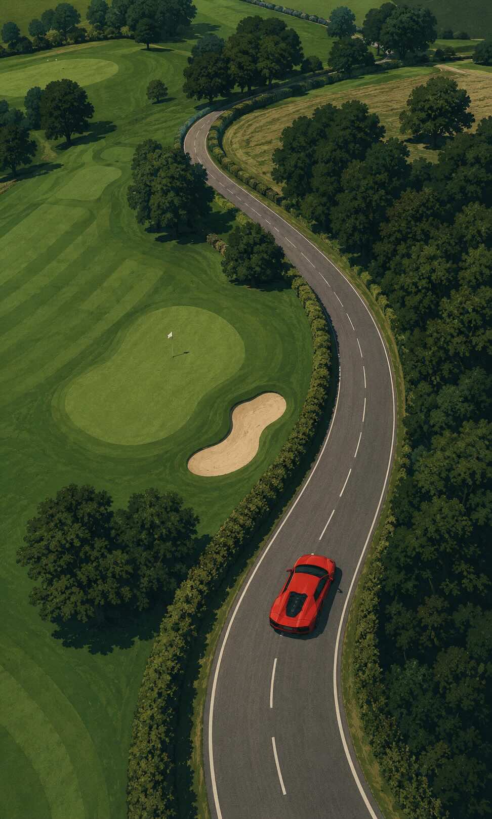 A performance car on the course at Long Drive Club
