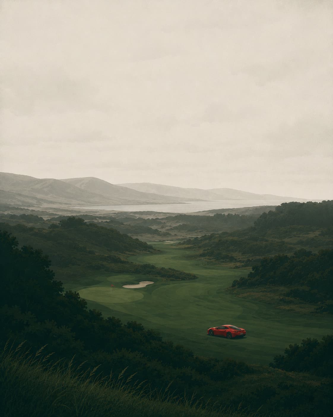 A performance car on the course at Long Drive Club